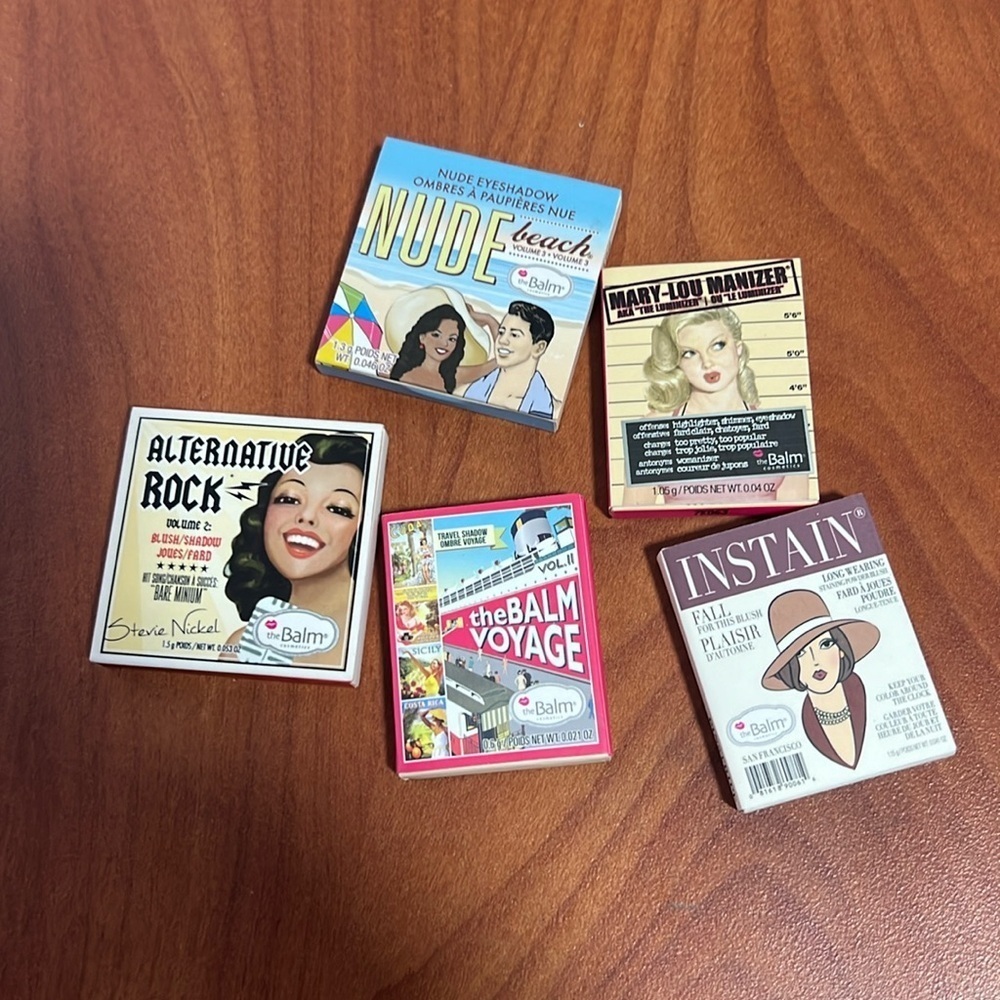 The Balm eye shadow blush highlighter mixture samples sizes 5 piece